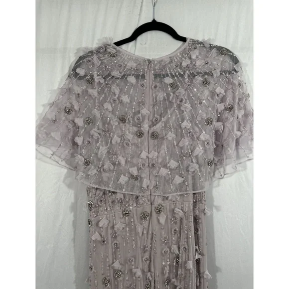 NWT $698 Mac Duggal [ 10 ] Embellished Cape Sleeve Trumpet Gown in Lilac Purple‎ - Picture 13 of 16